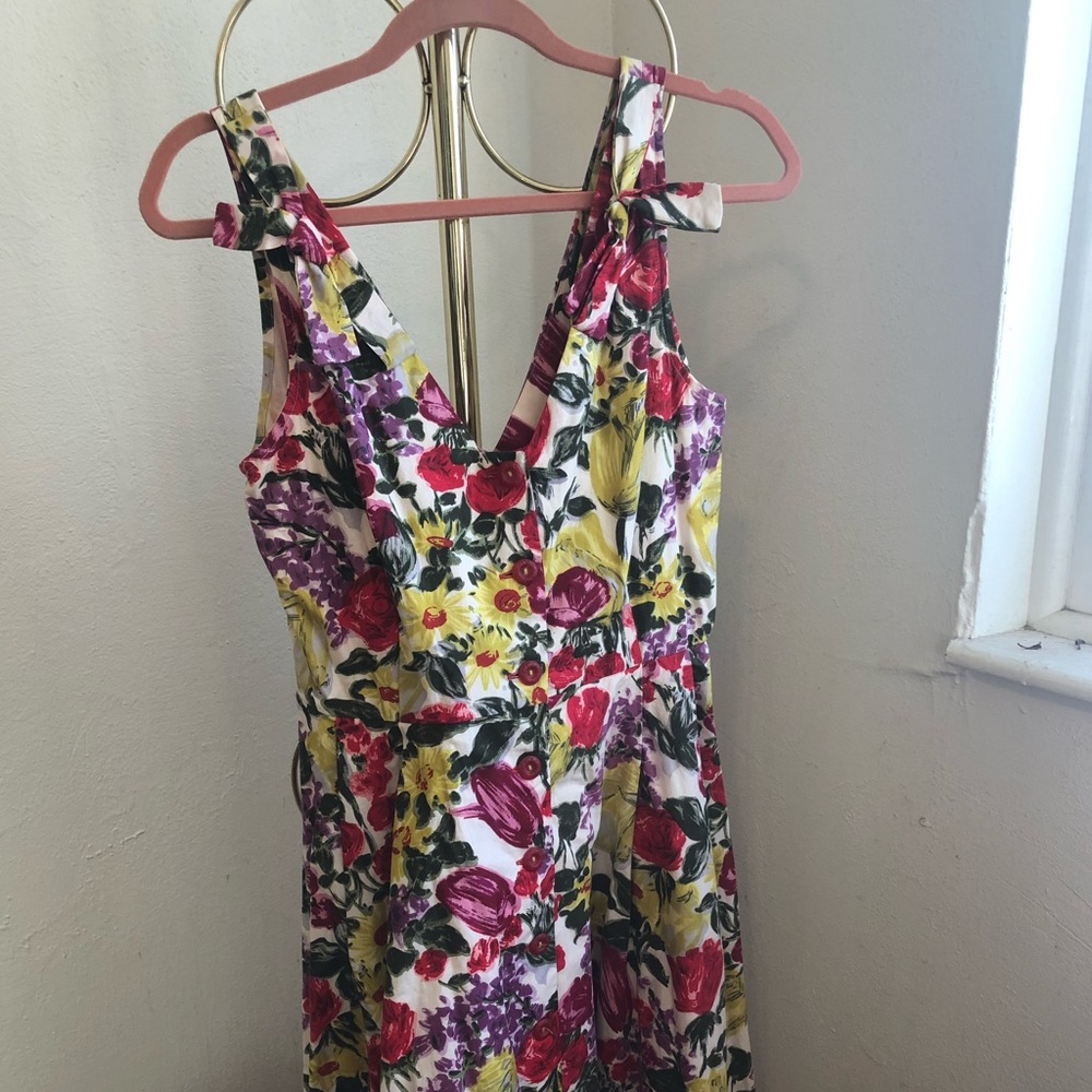 Floral Baraschii Anthropologie V Neck Dress